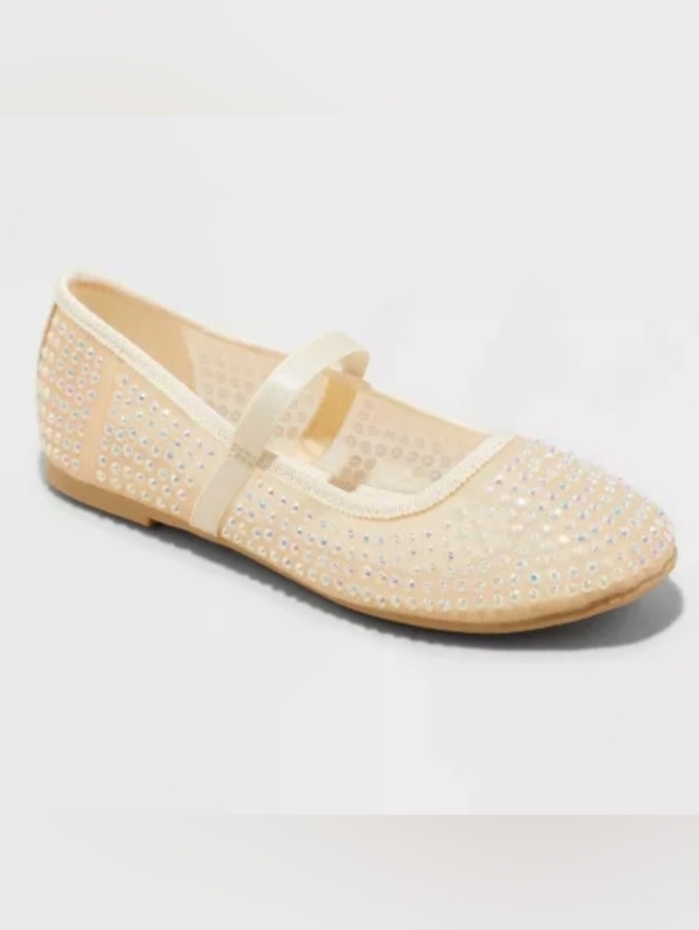 Crystal Embellished Ballet Flat in Light Pink